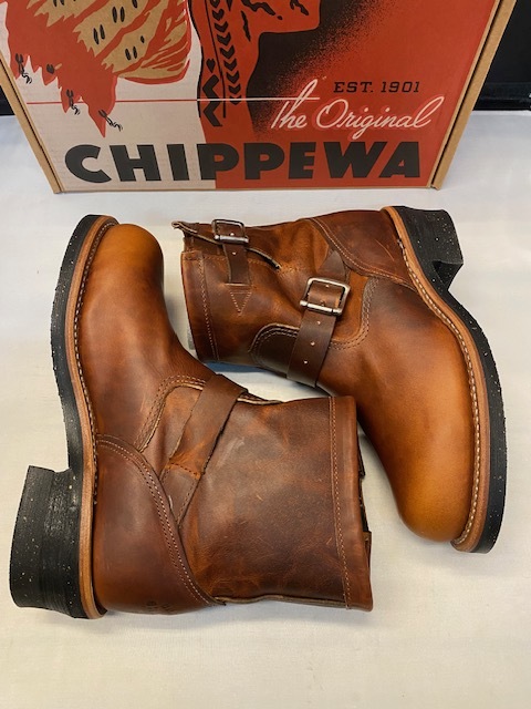 【新品】CHIPPEWA 7 ENGINEER BOOTS 1901M12 TAN RENEGADE Eワイズ US7.0 25.0cm チペワ ショート エンジニア ブーツ タン オイルドレザー _画像7