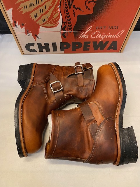 【新品】CHIPPEWA 7 ENGINEER BOOTS 1901M12 TAN RENEGADE Eワイズ US7.0 25.0cm チペワ ショート エンジニア ブーツ タン オイルドレザー _画像8