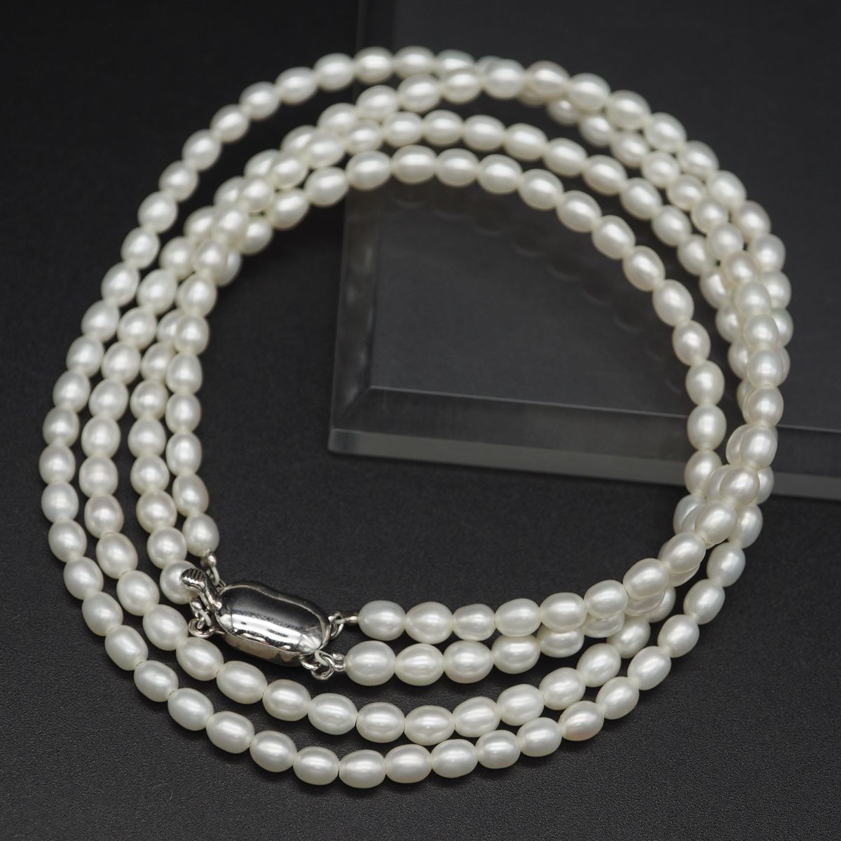 高級品市場 淡水真珠 G173 パール 6月誕生石 シルバー デザイン 2連