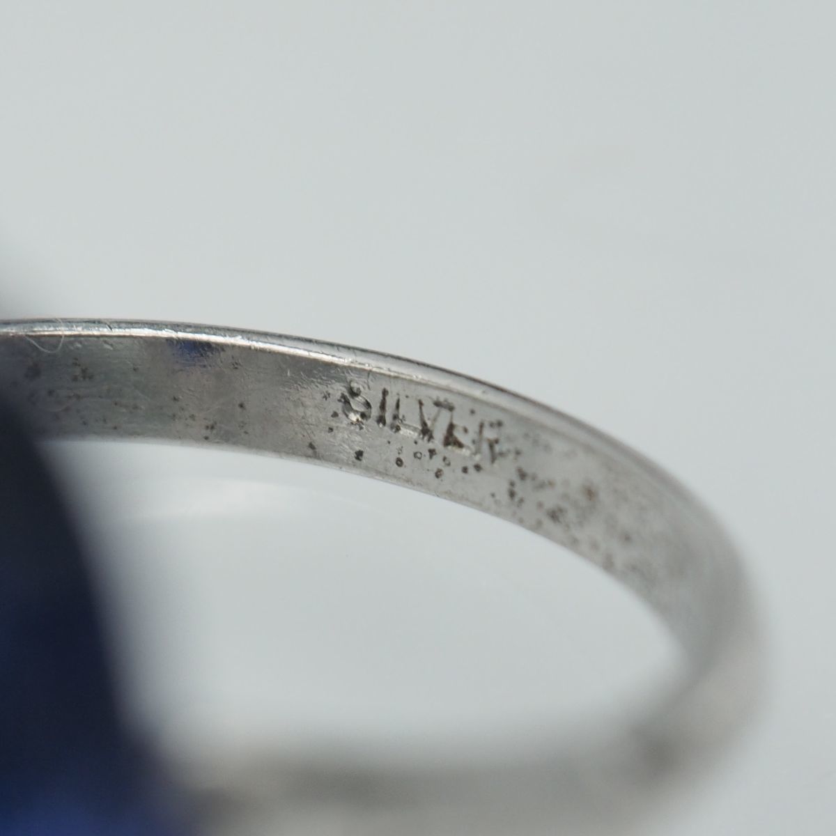 J486 サファイア風 リング ブルーガラス デザイン シルバー 指輪 12号_画像6