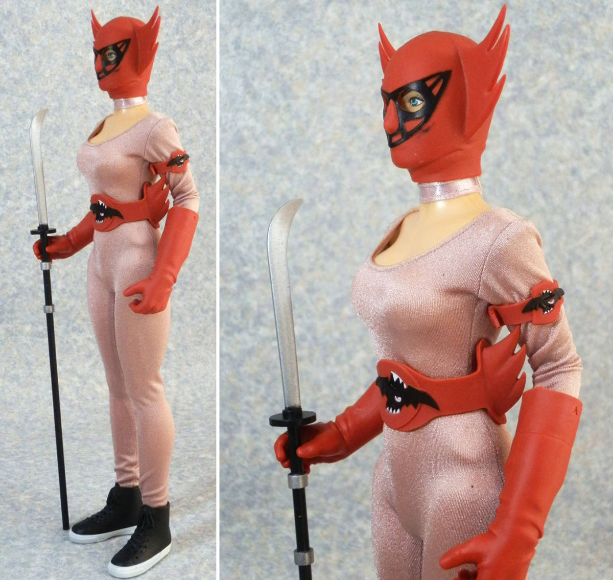 ワンオフ！メディコム1/6 人造人間キカイダー 女アンドロイドマン モモイロアルマジロ配下の女戦闘員風._画像5