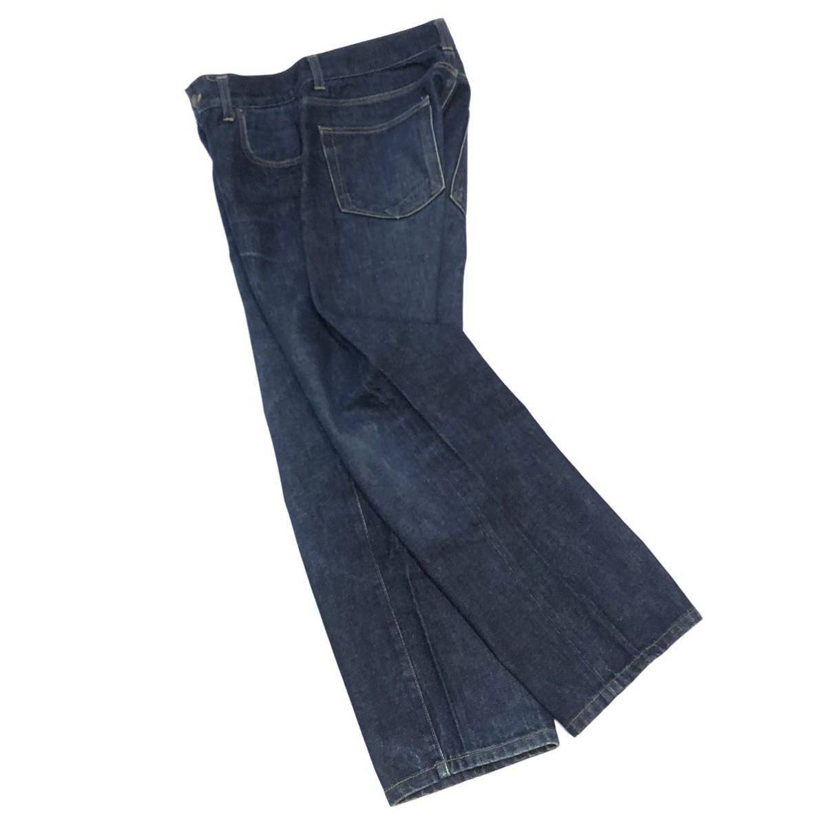 国内正規品 GUCCI グッチ 301-0392-2149 デニムパンツ ジーンズ jeans ロゴ ボタン 革パッチ ヒゲ 48 インディゴ メンズ_画像4