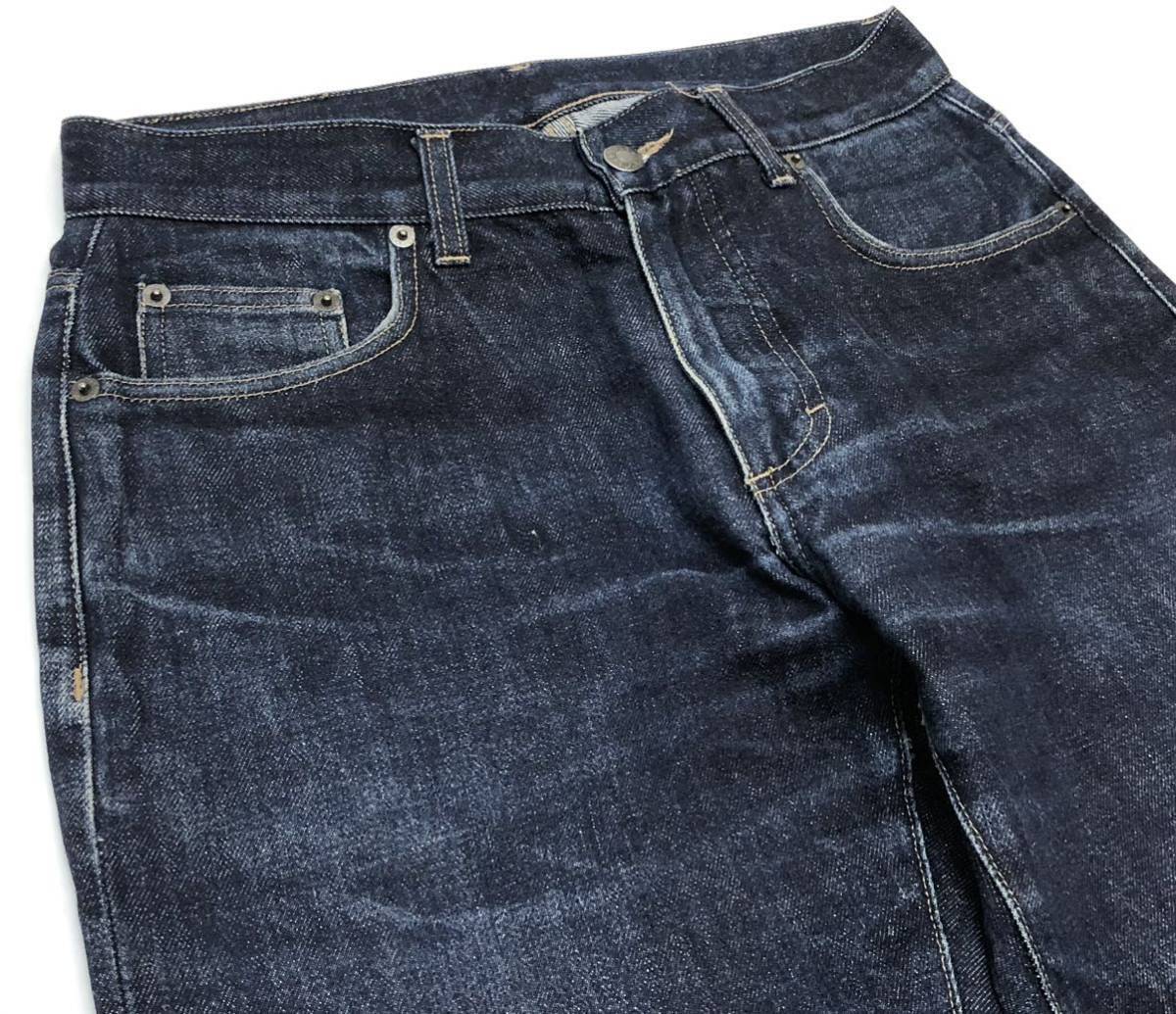 国内正規品 GUCCI グッチ 301-0392-2149 デニムパンツ ジーンズ jeans ロゴ ボタン 革パッチ ヒゲ 48 インディゴ メンズ_画像5