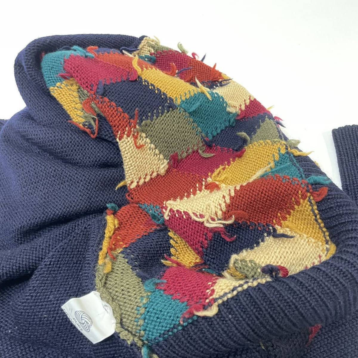 正規品 CORGI コーギー 切り替え ニット セーター ウール knit sweater マルチ ダイヤ柄 アーガイル 42 イタリア製 MENS_画像8