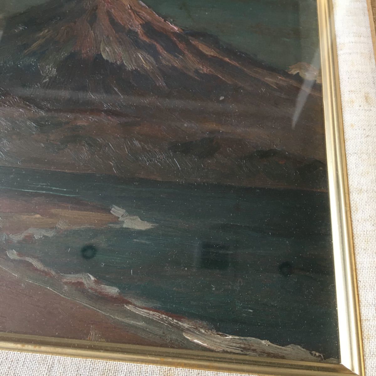油絵 YOSITAサイン 油彩 3号 額装 風景画 富士山 油画 絵画 Y-57