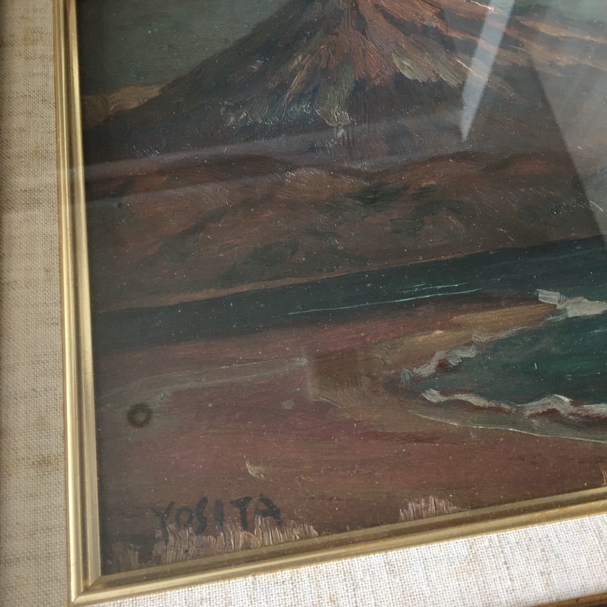 油絵 YOSITAサイン 油彩 3号 額装 風景画 富士山 油画 絵画 Y-57の入札