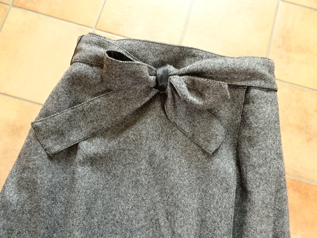 N4625*ZAZIE* made in Japan * waist ribbon. adult cute . LAP skirt * tweed * gray *38(64-70)