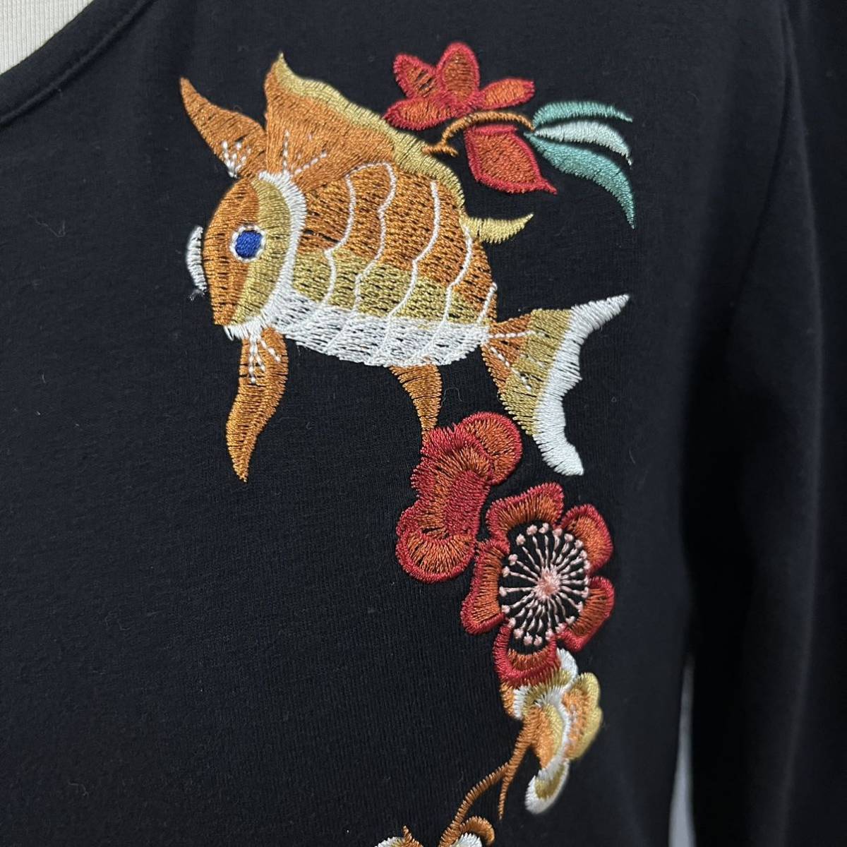 極上 Christian Dior フランス製 2002年 archive アーカイブ 刺繍Tシャツ 金魚 花柄 クリスチャンディオール【レターパックプラス郵送可】A_画像5