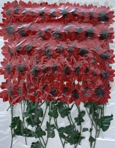 業務用 押し花素材　ミニヒマワリ　葉付　赤　２００輪入 大容量 200枚ドライフラワー デコ レジン 封印