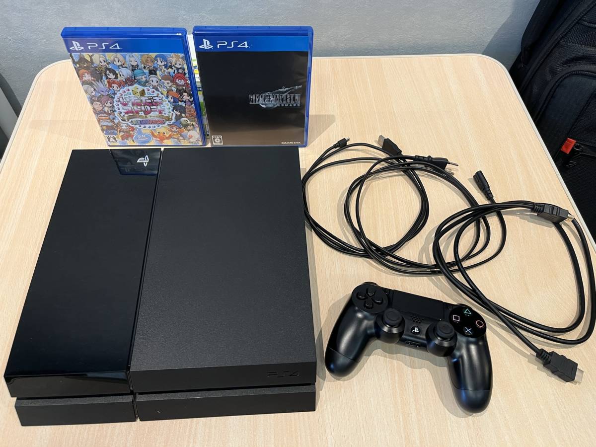 PS4 CUH-1000A 500GB(SSD換装済) ソフト2本付き(FF7, いたスト) MDR-DS1000付き