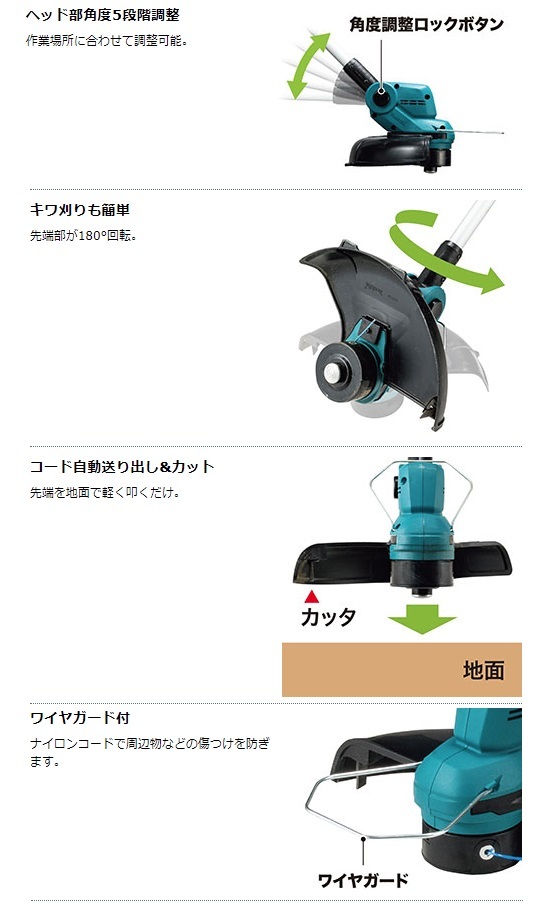 (マキタ) 充電式草刈機 MUR193DSF ループハンドル バッテリBL1830B+充電器DC18SD付 刈込幅φ260mm 18V対応 makita 大型商品_画像5