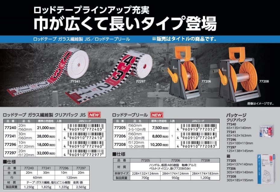 シンワ ロッドテープ 77241 ガラス繊維製 30m巾60mm クリアパック JIS 。_画像4