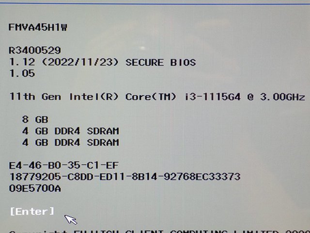  breaking the seal unused /BIOS only verification Fujitsu FMV LIFEBOOK AH45/H1 (FMVA45H1W) 15.6 -inch Note PC i3-1115G4/8GB/SSD256GB