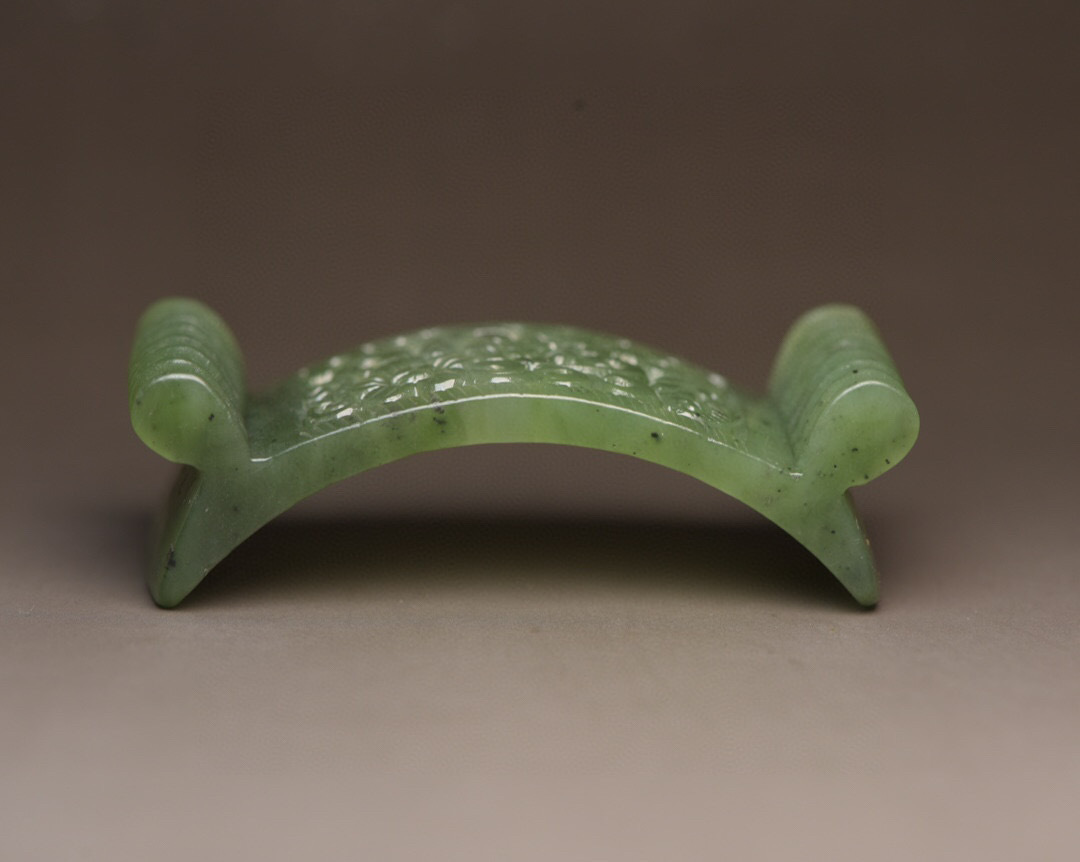 ▽鴻▽ 和田玉製 細密彫 墨床 置物 古賞物 中国古玩 中国古美術