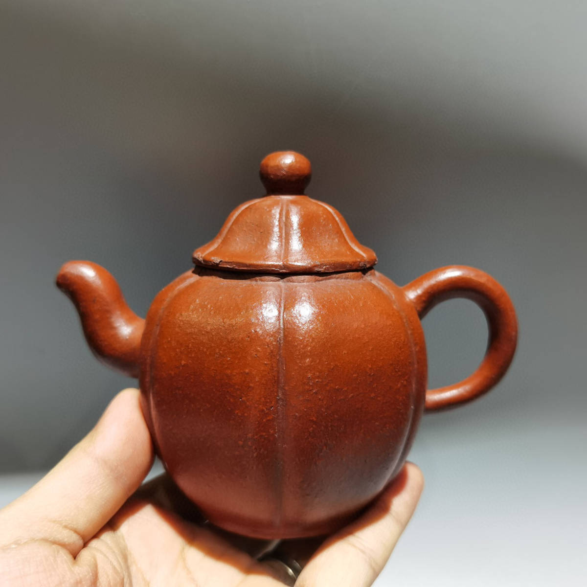 早割クーポン！ 筋紋壺紫砂壺茶具▽鴻▽ 原礦朱泥茶道具急須酒壺茶壺