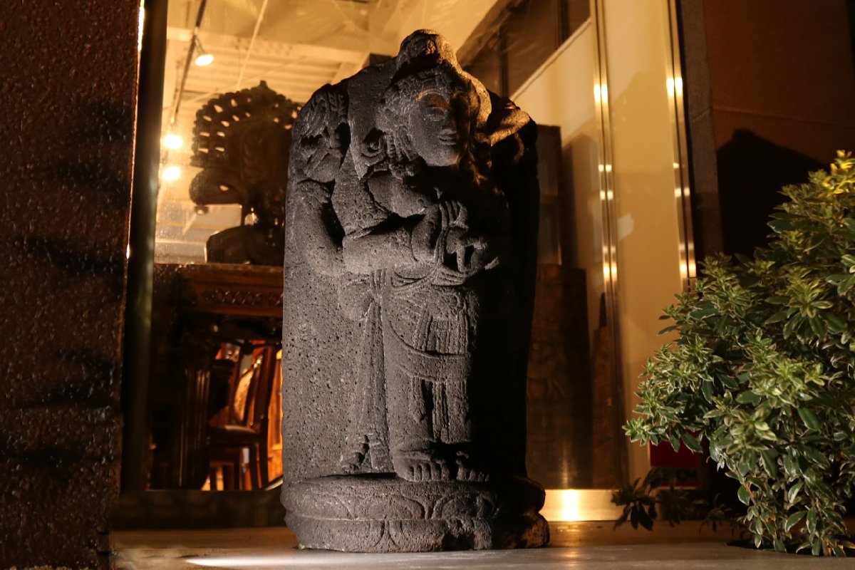 【開】カンボジアから６０年前に貿易商によって輸入 石仏 神仏 シヴァ神 石像 仏教美術