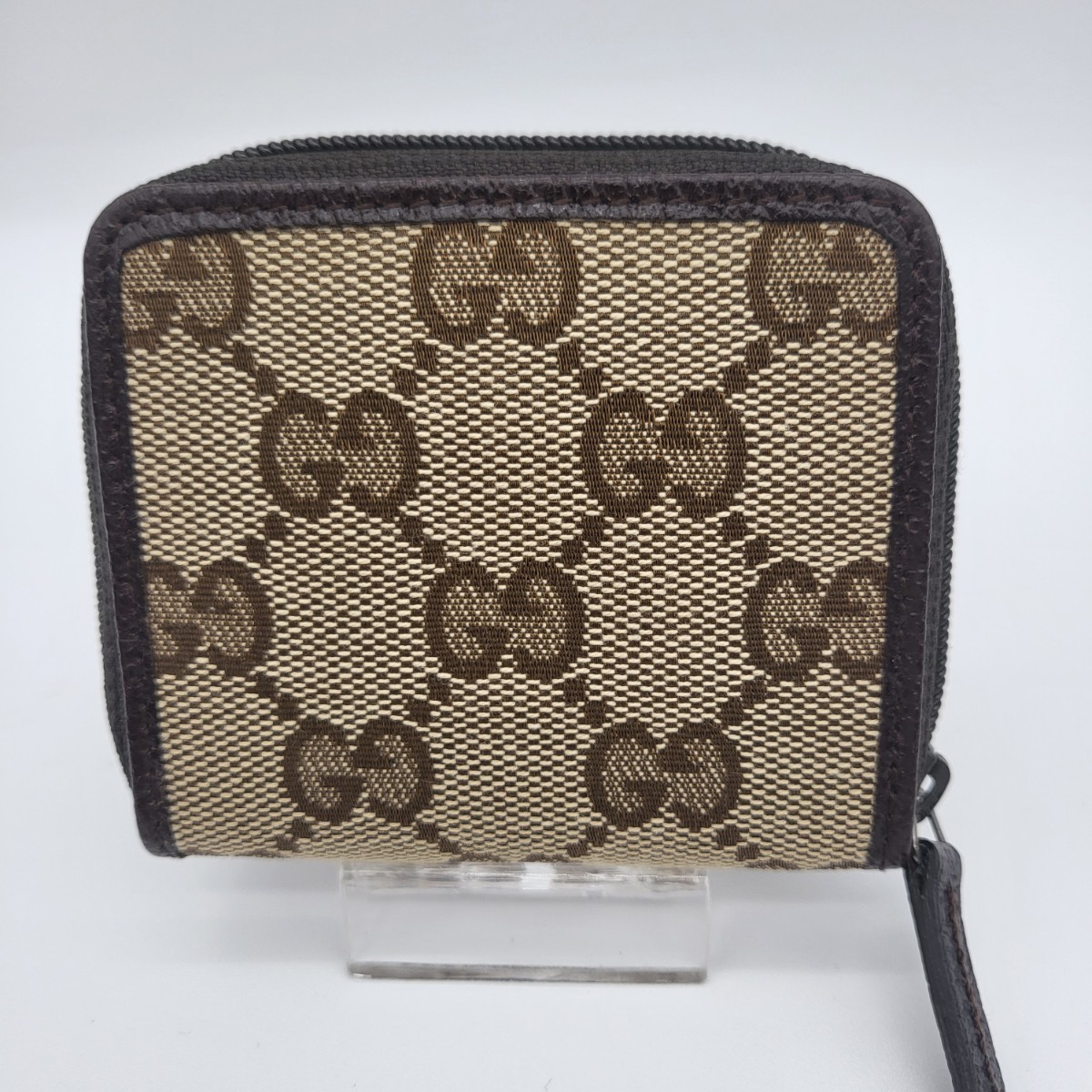 未使用に近い GUCCI グッチ コインケース 小銭入れ 財布 GG キャンバス レザー ベージュ ブラウン_画像2