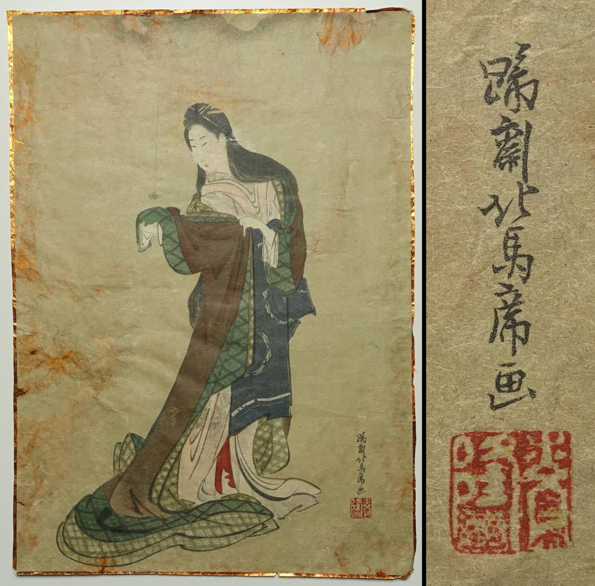 【由】蹄斎北馬 浮世絵 木版画 美人画 コレクター放出品【時代物 江戸版画 明治 古書画 和本 春画 艶本 歌舞伎】_画像1