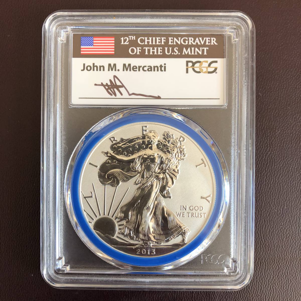  原文:1円＋最落(65,000円）2013W リバースプリーフアメリカン シルバーイーグル銀貨 PCGS PR70/SP70MINT マーカンティサインENGRAVERシリーズ