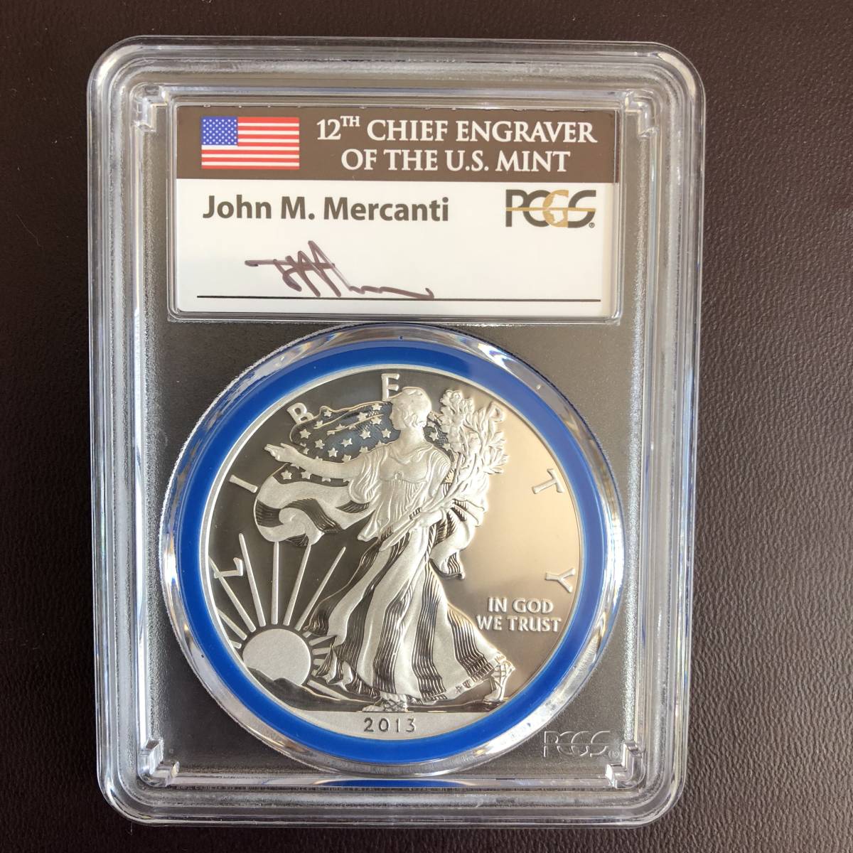  原文:1円＋最落(65,000円）2013W リバースプリーフアメリカン シルバーイーグル銀貨 PCGS PR70/SP70MINT マーカンティサインENGRAVERシリーズ