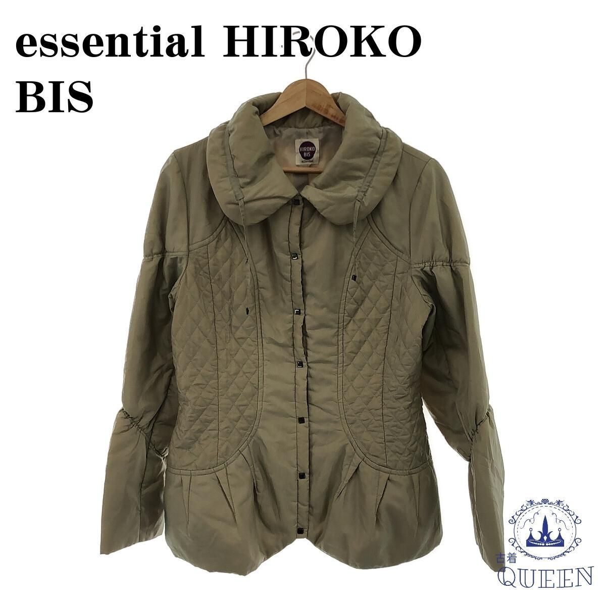 ☆美品☆ HIROKO BIS ヒロコビス コート ダウンジャケット 中綿ジャケット 襟付き おしゃれ レディース カーキ 11 901-519 送料無料_画像1