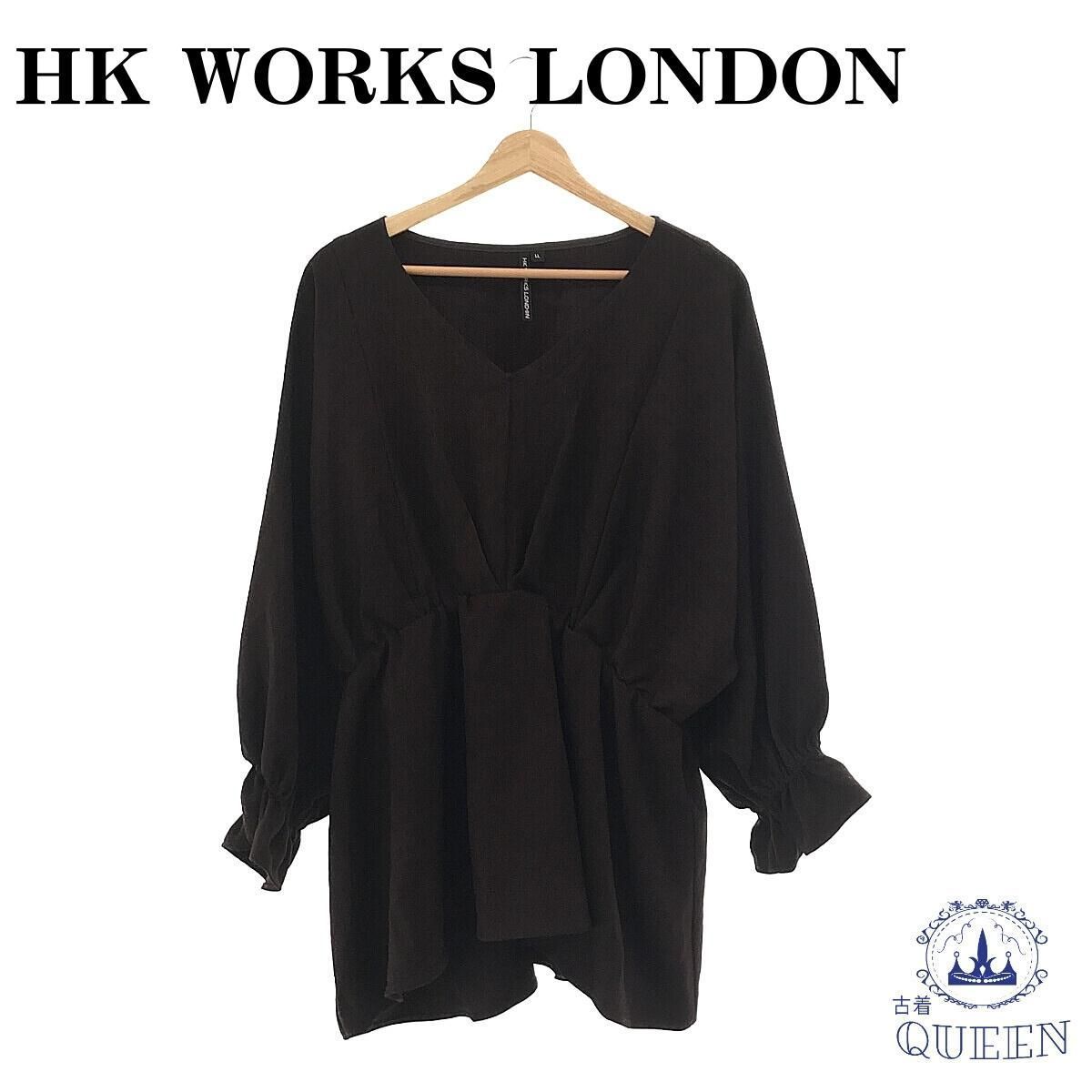 ☆美品☆ HK WORKS LONDON エイチケーワークスロンドン トップス 長袖 レディース ブラウン LL 901-572 送料無料_画像1