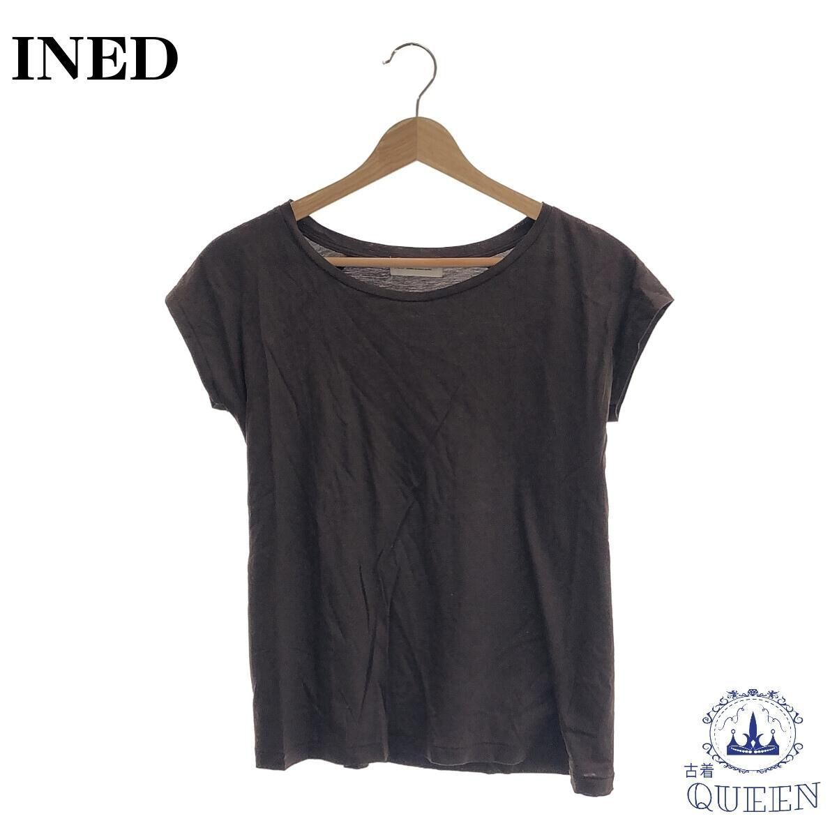* прекрасный товар * INED Ined футболка tops короткий рукав женский серый 9 сделано в Японии 901-1854 бесплатная доставка 