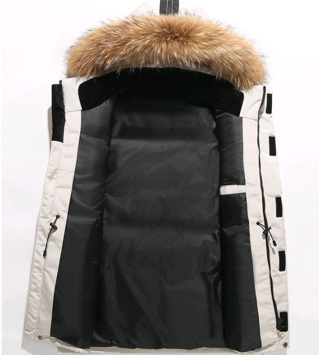 人気新品 ダウンジャケット 厚手 メンズ ダウンコート 超防寒 アウトドアジャケット スキーウェア ファーフード付き ホワイト XL~4XL/PA918_画像2