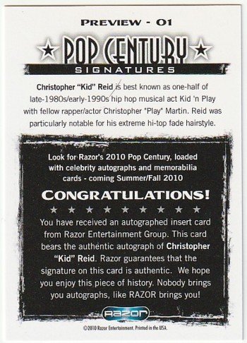 2010 RAZOR LEAF POP CENTURY Christopher * Lead autograph autograph card Kid \'n Play trumpet -