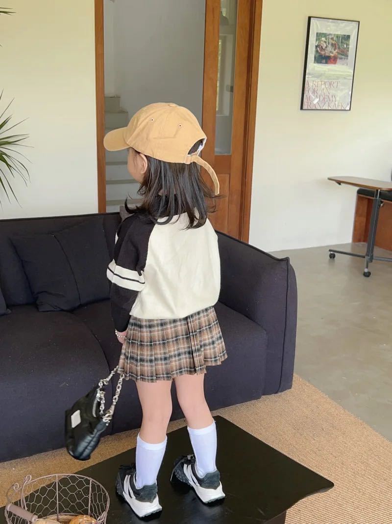 子供服 110㎝ 120㎝ 130㎝ キッズ スカート プリーツスカート チェック柄 女の子 グレー ブラウン_画像5