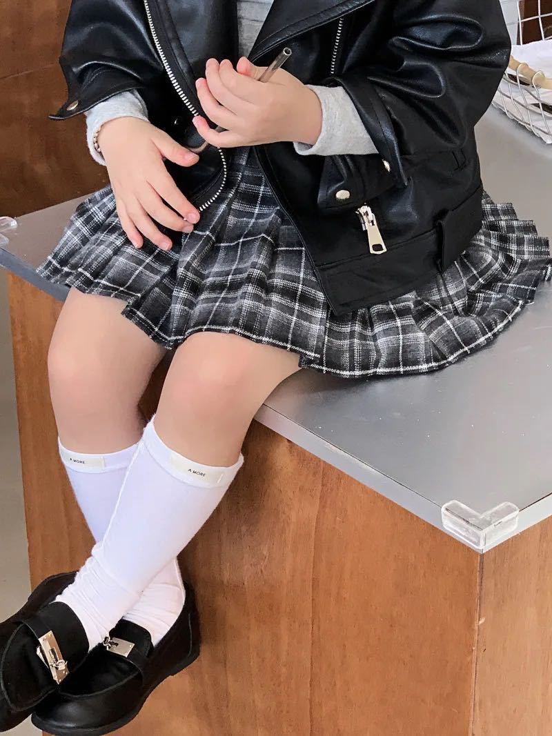 子供服 110㎝ 120㎝ 130㎝ キッズ スカート プリーツスカート チェック柄 女の子 グレー ブラウン_画像3