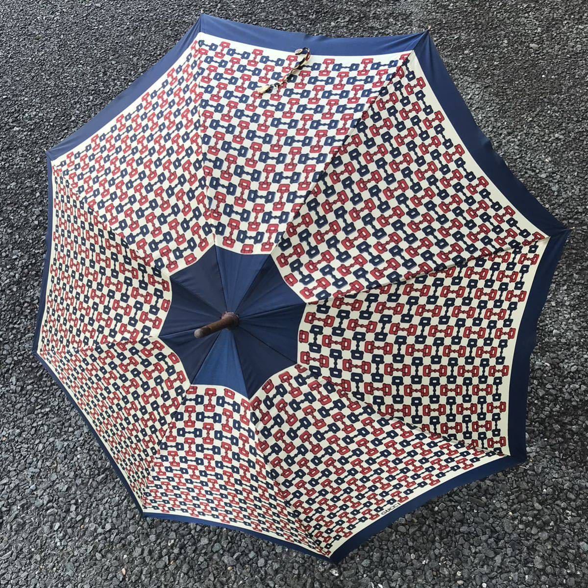 【グッチ】本物 GUCCI 傘 ホースビット 全長92cm 雨傘 アンブレラ 雨具 長傘 メンズ レディース イタリア製_画像4