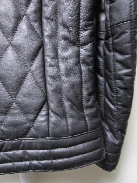 good day Leather Collection 羊革製レザーキルティングジャケット・M・黒／ブラック（本革製シープスキンダイヤステッチレザージャケット_画像7