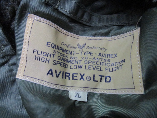 AVIREX N-3Bジャケット・XL・セージ（防寒アヴィレックスラクーンファーフーディーミリタリージャケットアーミーハーフコート）_画像9