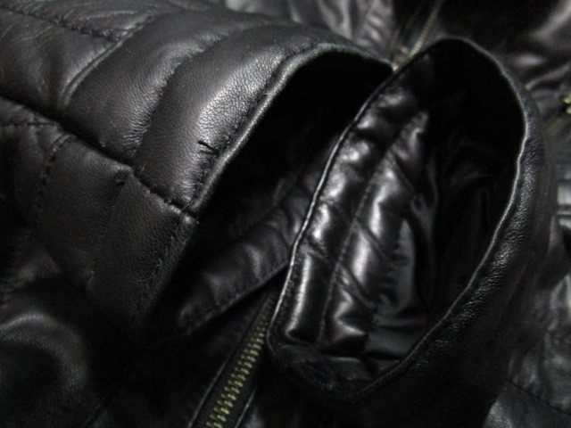 good day Leather Collection 羊革製レザーキルティングジャケット・M・黒／ブラック（本革製シープスキンダイヤステッチレザージャケット_画像4