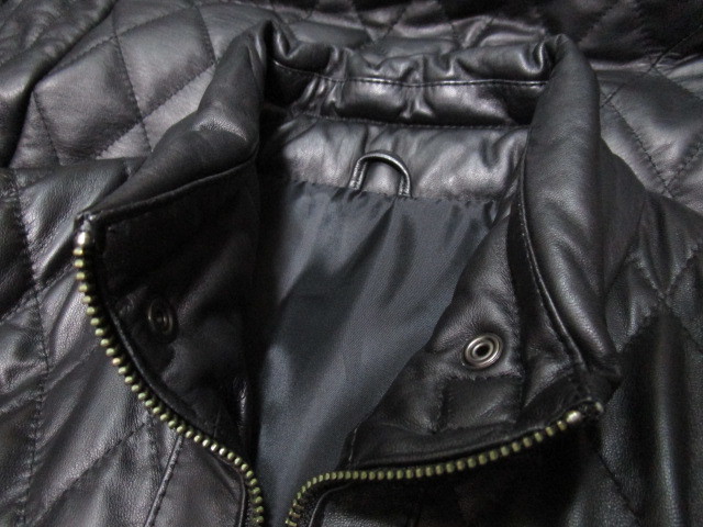 good day Leather Collection 羊革製レザーキルティングジャケット・M・黒／ブラック（本革製シープスキンダイヤステッチレザージャケット_画像3