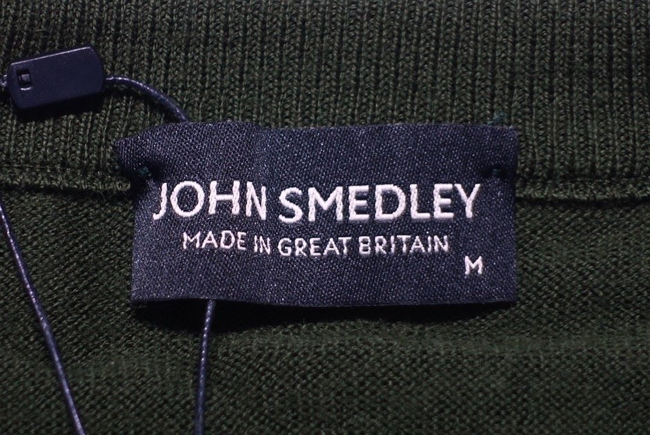 新品未使用 JOHN SMEDLEY ジョンスメドレー E2018 PULLOVER クルーネック ニット セーター 24ゲージ メリノウール グリーン系 メンズ M_画像2