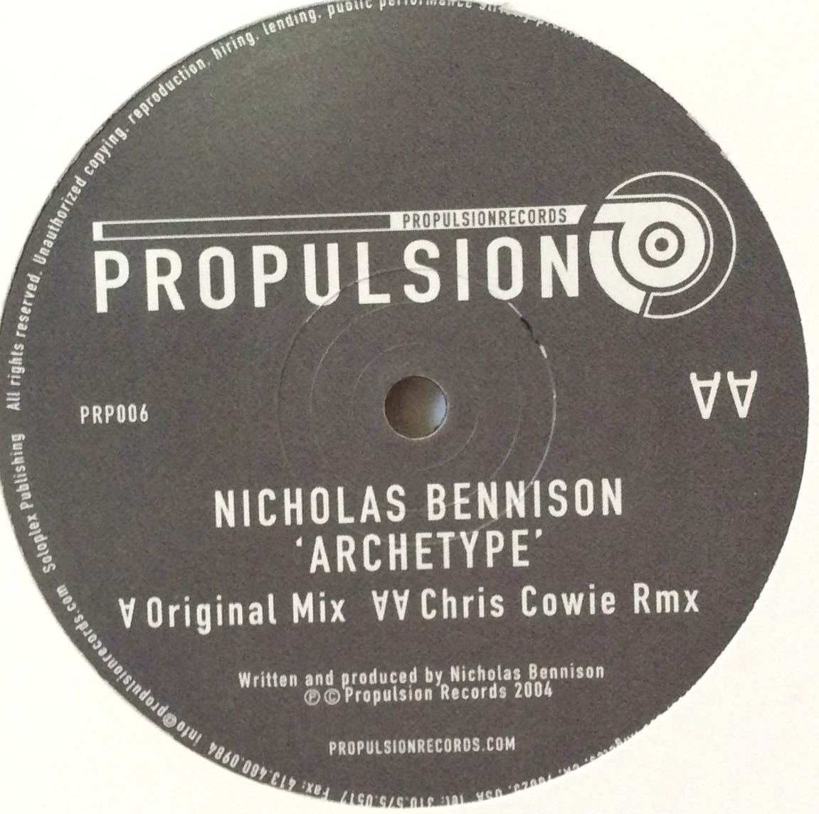 プログレッシブ ・トランス Nicholas Bennison - Archetype /Propulsion Records PRP006 /Chris Cowie _画像2