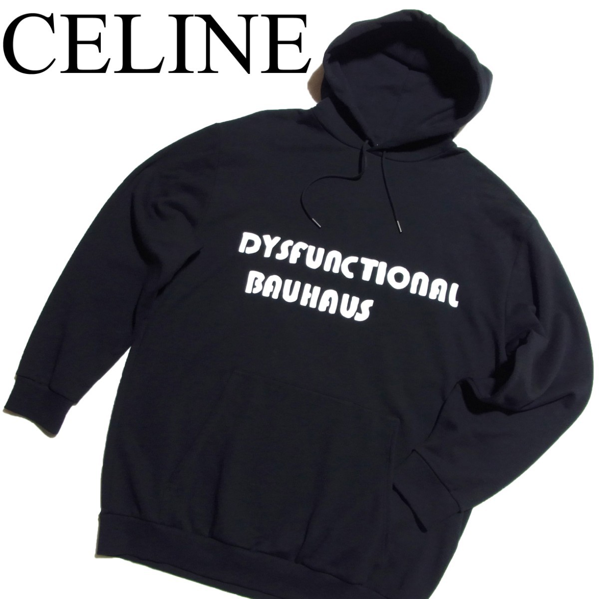 23SS CELINE セリーヌ DYSFUNCTIONAL BAUHAUS オーバーサイズ パーカー フーディ M 黒 ブラック 2Y14B670Q エディスリマン_画像1