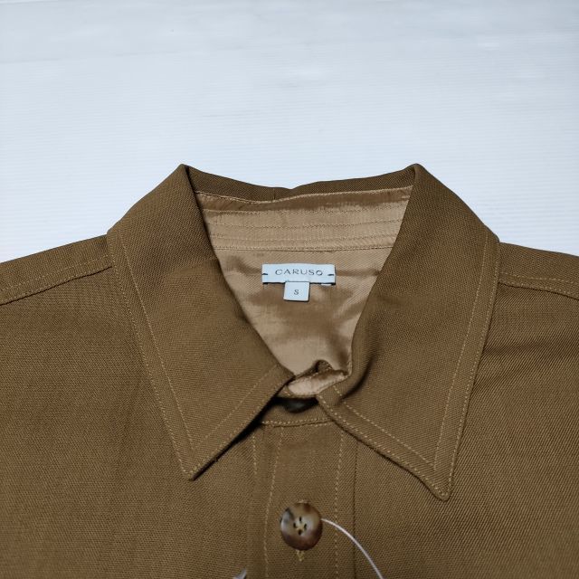 CARUSO ウール CPO シャツブルゾン イタリア製 ポケット付 長袖シャツ ブラウン カルーゾ 3-1109T F94454の画像3