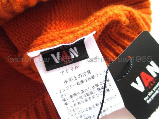 希少★VAN JAC ヴァンヂャケット★レザー ピスネーム ニットキャップ☆ワッチキャップ オレンジ/帽子 ニット帽 アイビー SCENE Kent_画像4