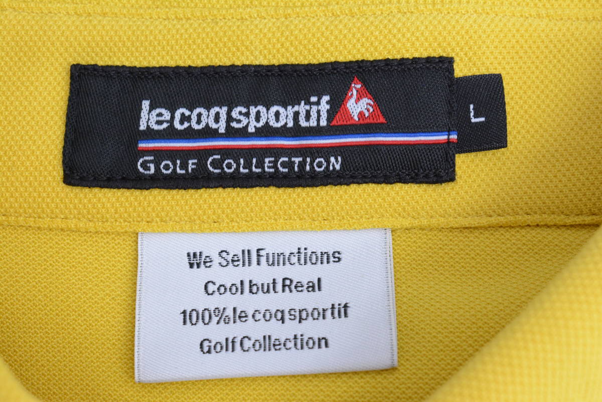 【程度良好 人気ブランド】ルコック Le coq sportif メンズ 長袖ポロシャツ イエロー サイズL 黄色 ゴルフウェア メンズウェア 秋冬 QG1070_画像9