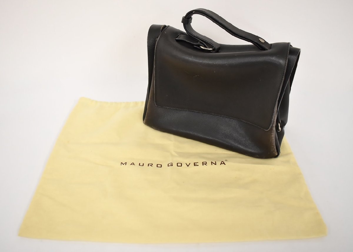 マウロゴヴェルナ MAURO GOVERNA ハンドバッグ ブラック レディース 保存袋付き 2311LS076_画像7