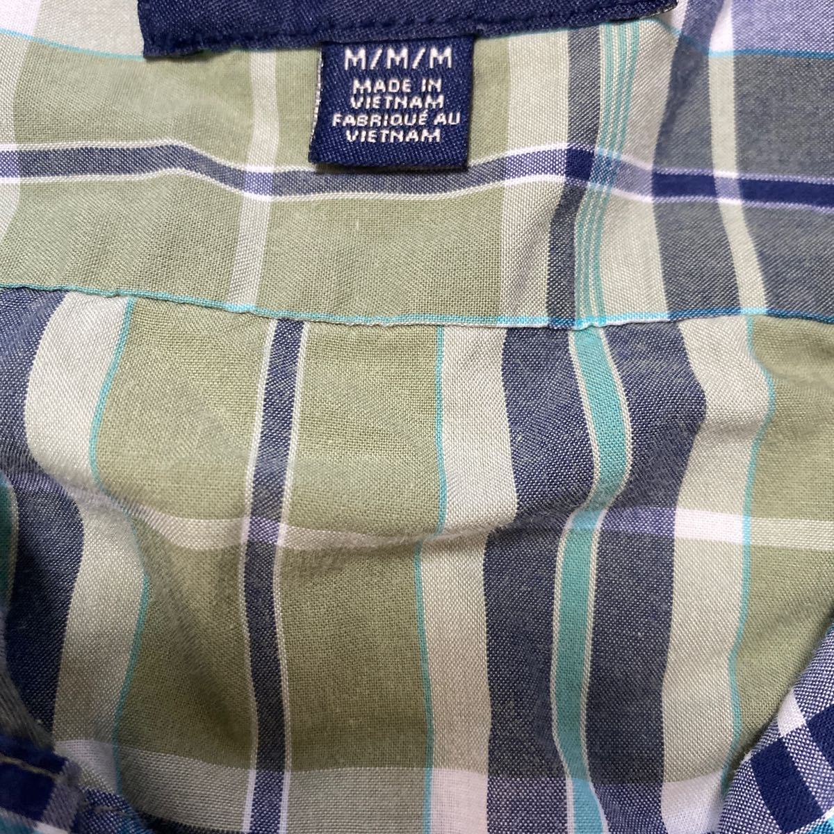 3714☆ AMERICAN EAGLE OUTFITTERS シャツ 2点セット カジュアルシャツ メンズ M ブルー グリーン チェック柄_画像7