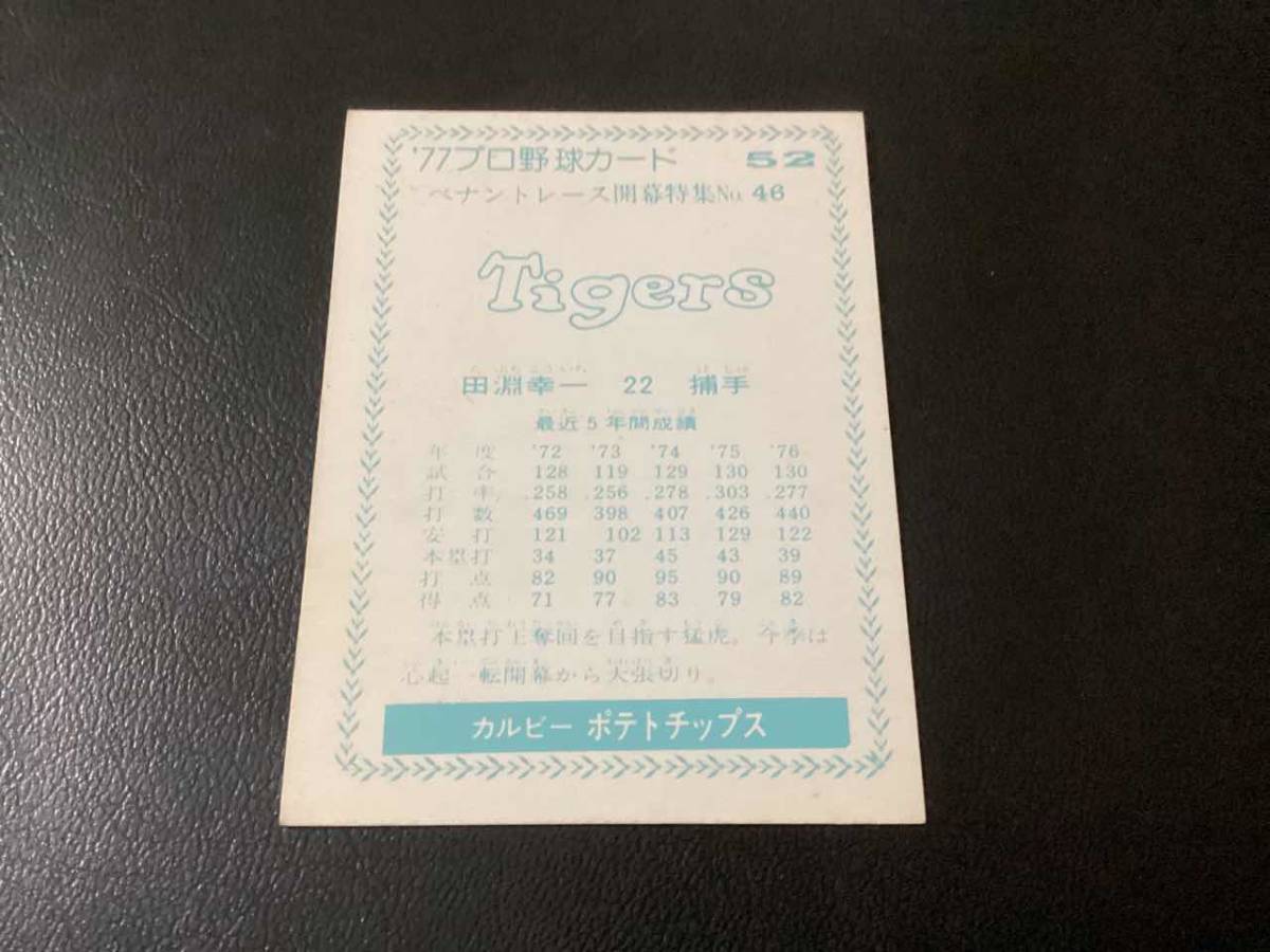 良品　カルビー77年　青版　田淵（阪神）No.52　プロ野球カード_画像2
