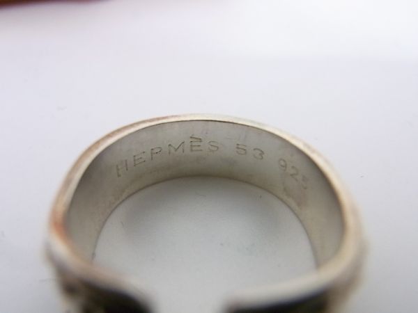 1円 HERMES エルメス リング 指輪 アクセサリー コルセット クロス 53 約7.1g 925 約13号 シルバー_画像4