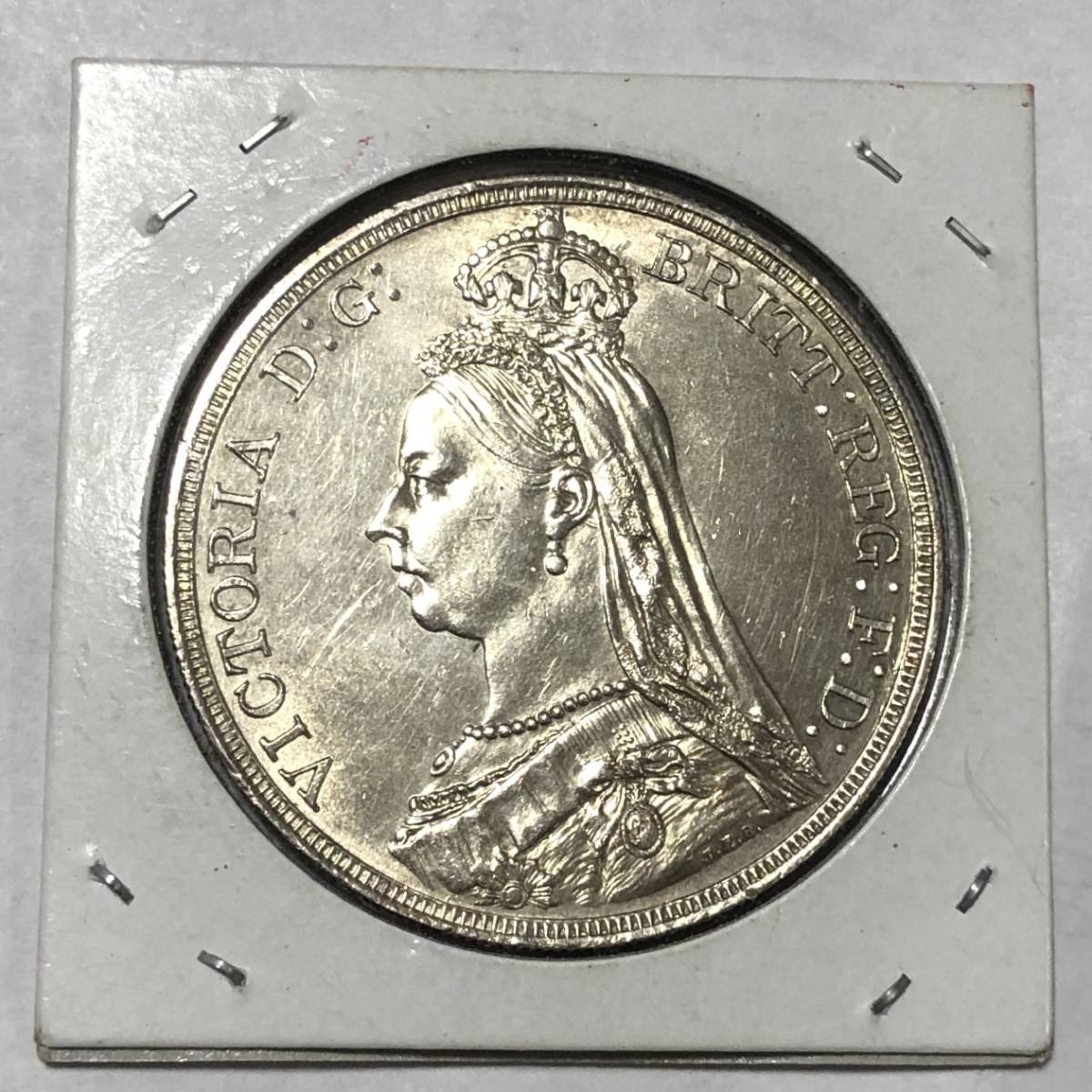  原文:イギリス 1887年 ヴィクトリア女王 大型銀貨 未使用