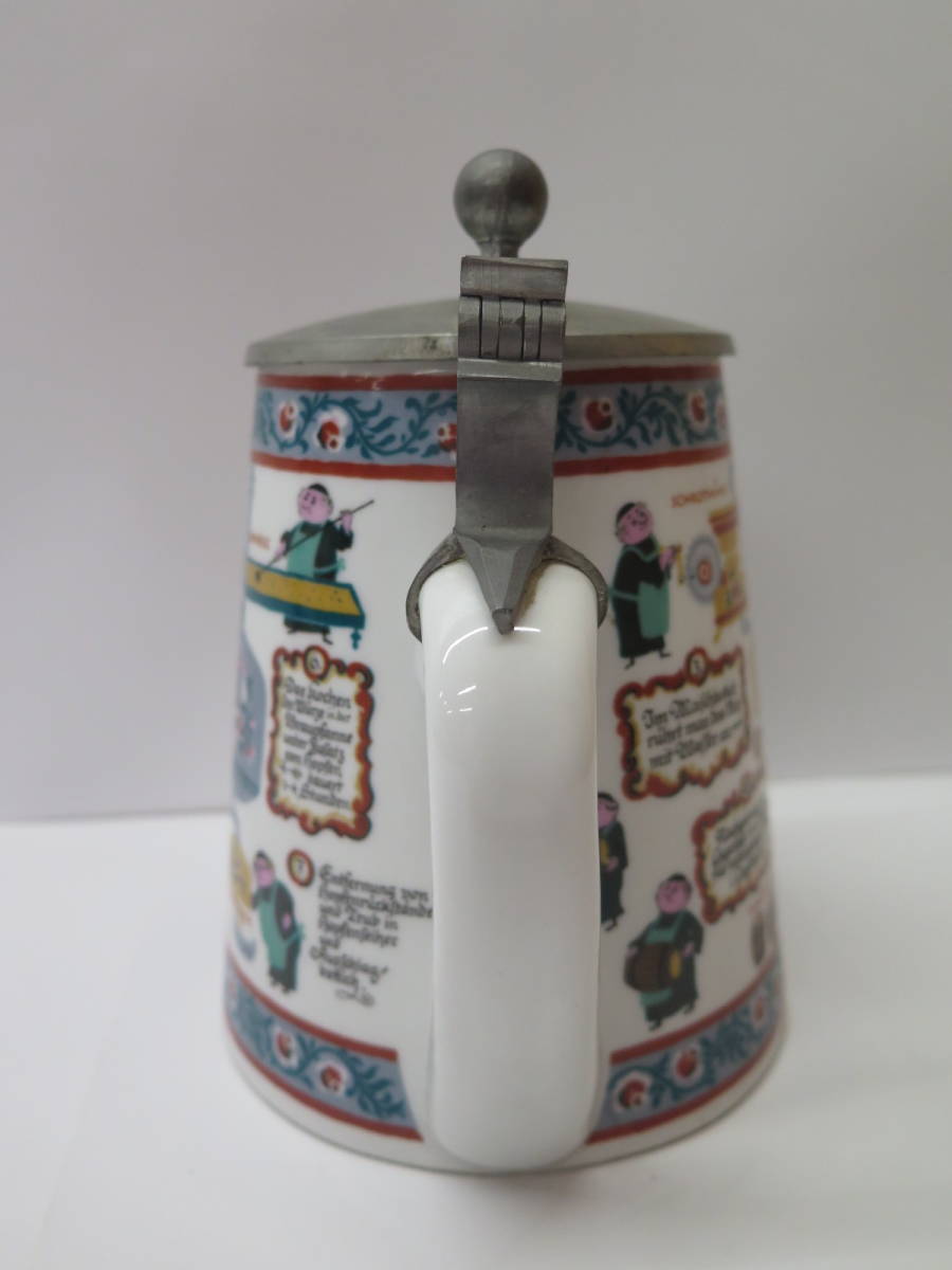  Vintage WESTERN GERMANY west Germany made cover attaching beer jug ceramics Via mug ... beer. manufacture . degree. . pattern 