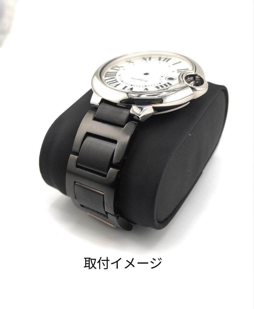 20mm 腕時計 凸型 修理交換用 ブレスレット ブラック 【対応】カルティエ バロンブルー 42mm WSBB0015等　Cartier_画像6