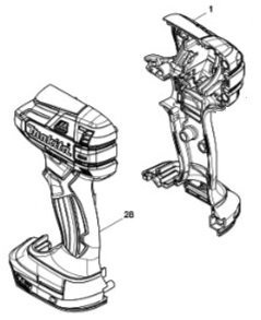 マキタ makita 18V 充電式 ソフト インパクト ドライバ TS141DZ 用 ハウジングセット品 青 187988-2 部品 パーツ 修理 建築 建設 大工 電工_TS141DZ 用 ハウジングセット 青 187988-2